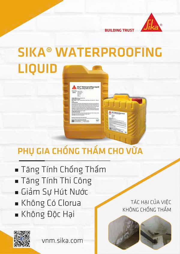 PHỤ GIA CHỐNG THẤM CHO VỮA SIKA WATERPROOFING LIQUID